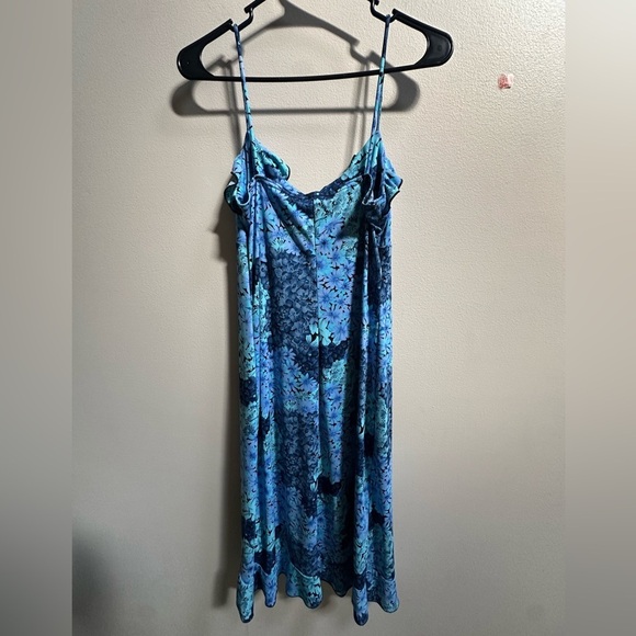 Vintage 90s/Y2K La Belle Blue Floral Ruffle/Lettuce Hem Sundress Women’s M USA - Picture 4 of 7